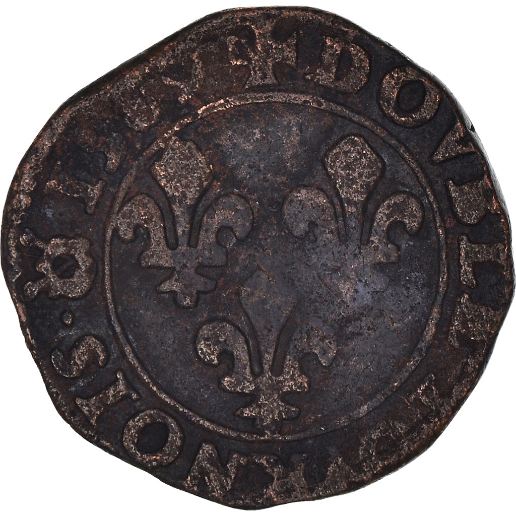 Coin, France, Henri III, Double Tournois, 1589, Rouen, VF(20-25), Copper
