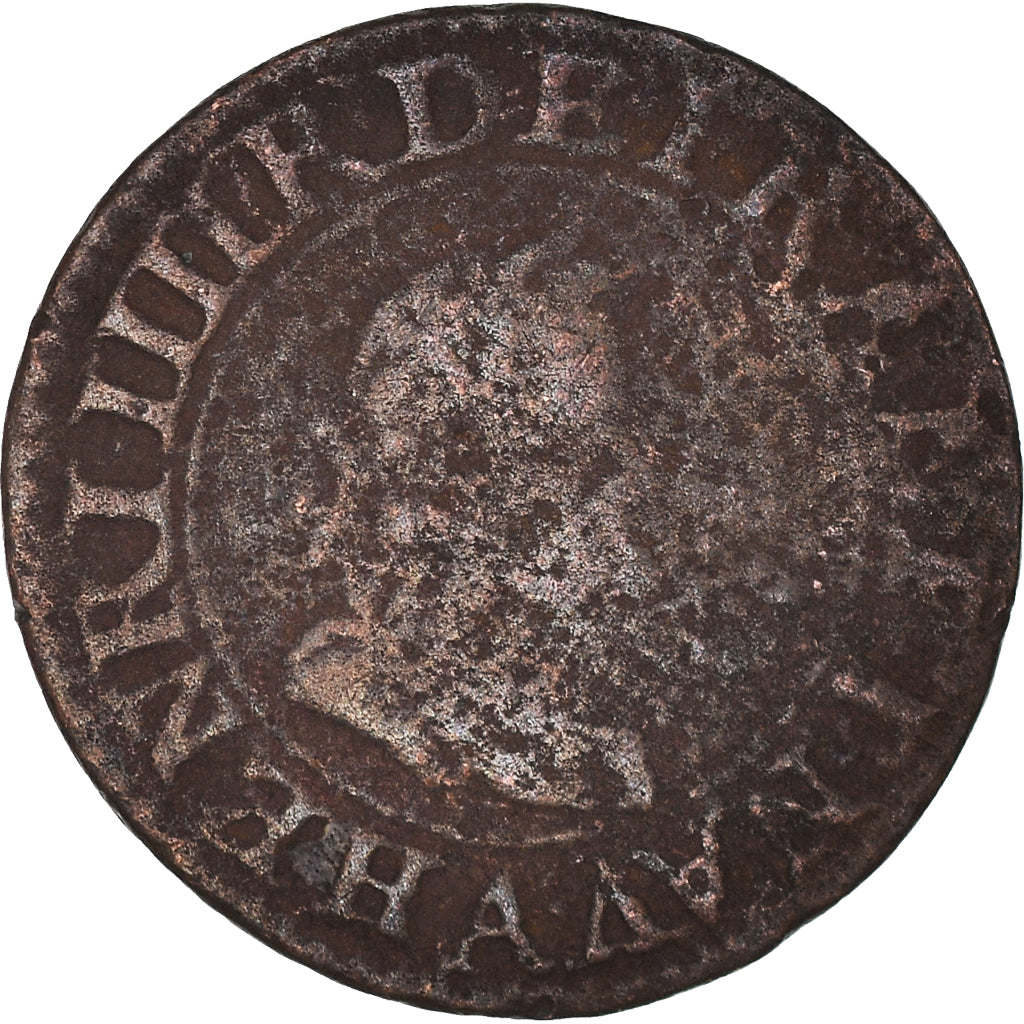 Moeda, França, Henri IV, Double Tournois, 1607, Paris, VF(20-25), Cobre
