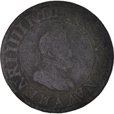 Moneta, Francia, Henri IV, Double Tournois, 1608, Paris, MB+, Rame, CGKL:222