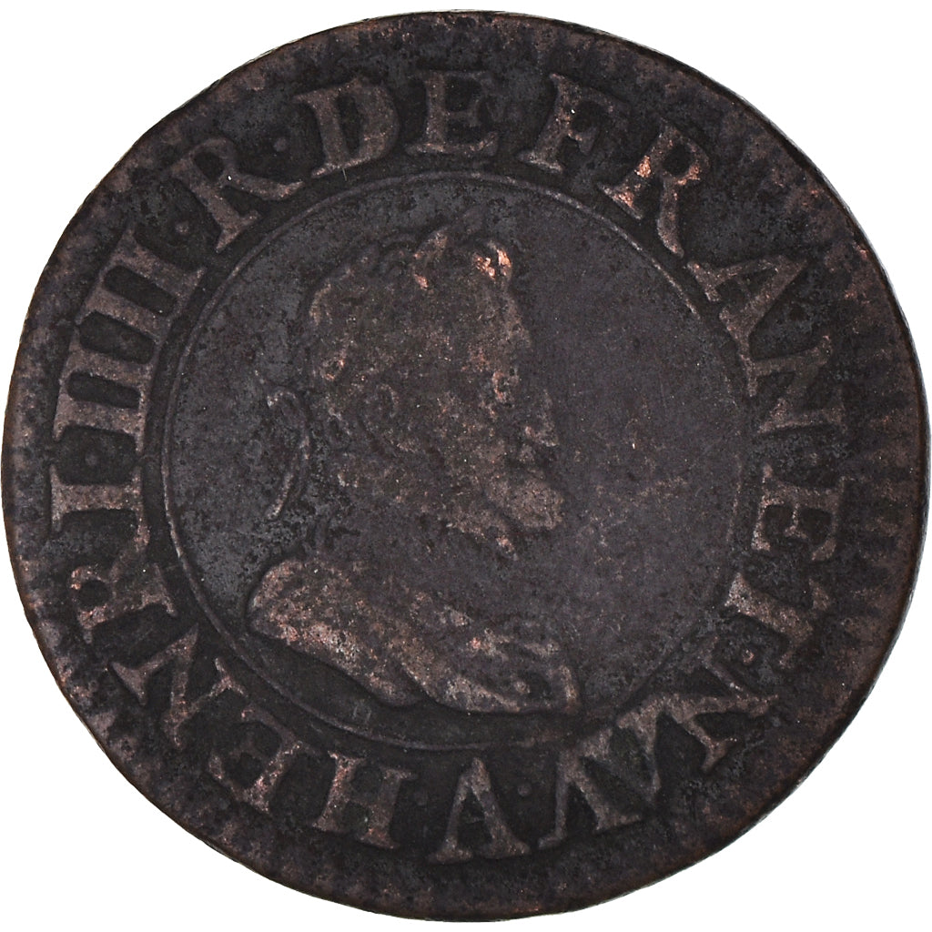 Moneda, Francia, Henri IV, Double Tournois, 1609, Paris, BC+, Cobre, CGKL:222