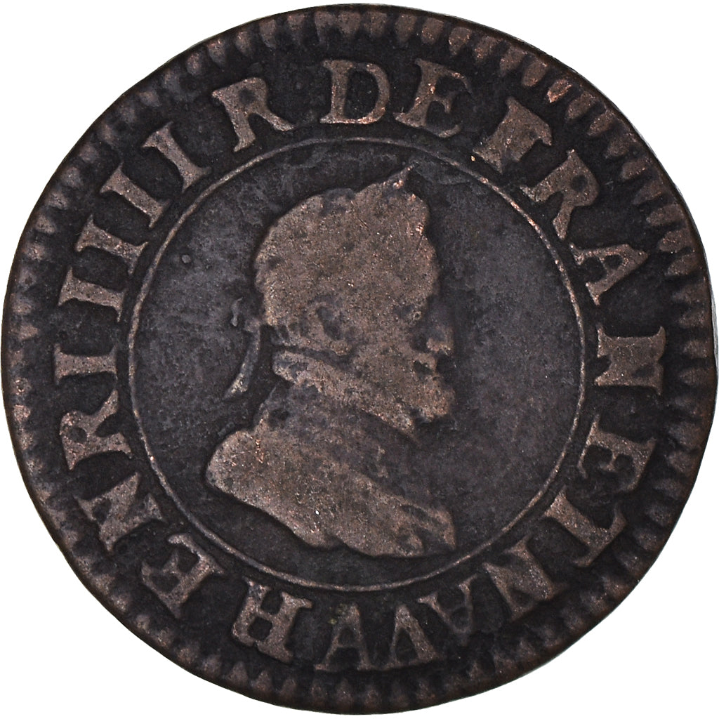 Moneta, Francia, Henri IV, Double Tournois, 1599, Paris, MB+, Rame, CGKL:222