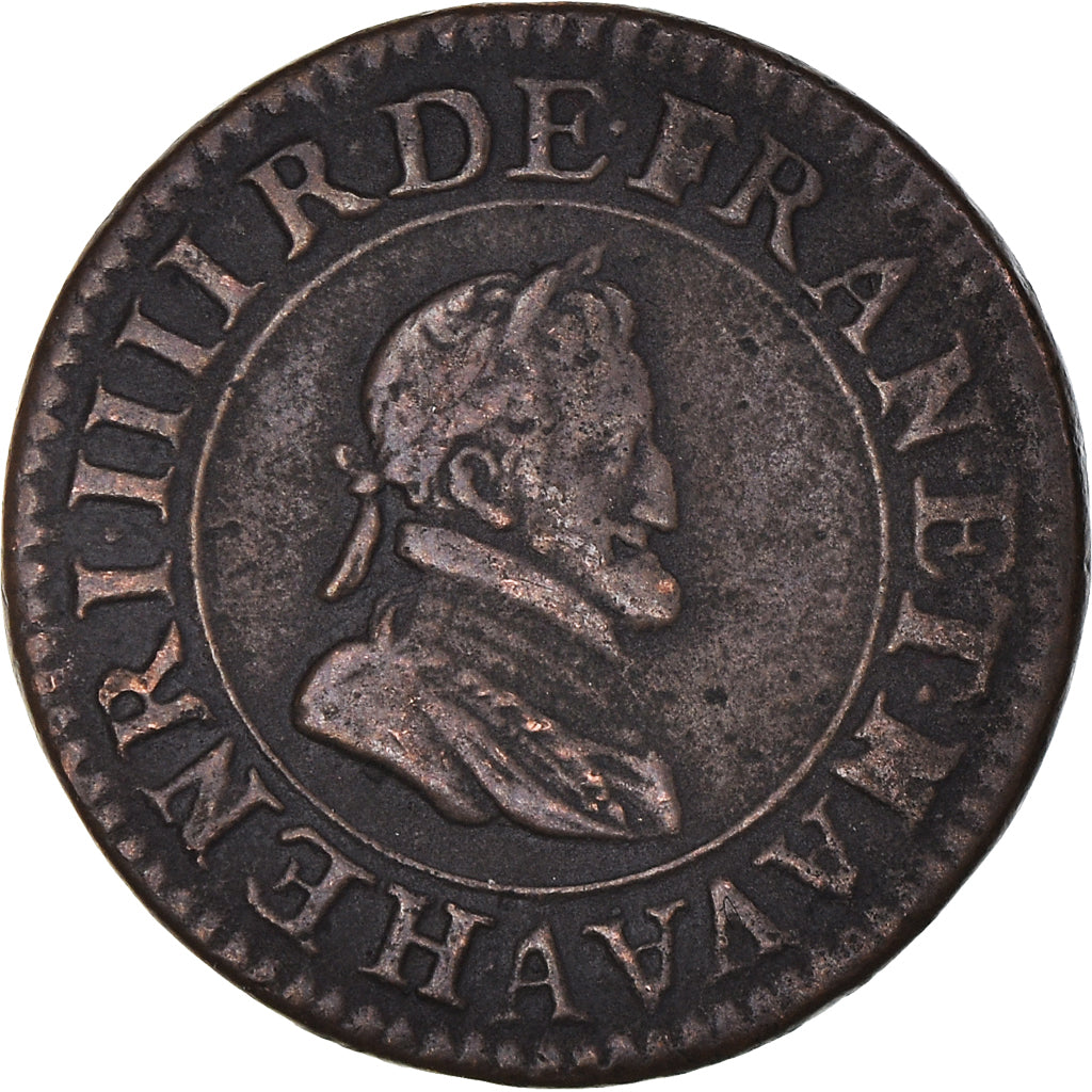 Moneta, Francja, Henri IV, Double Tournois, 1600, Paris, AU(50-53), Miedź