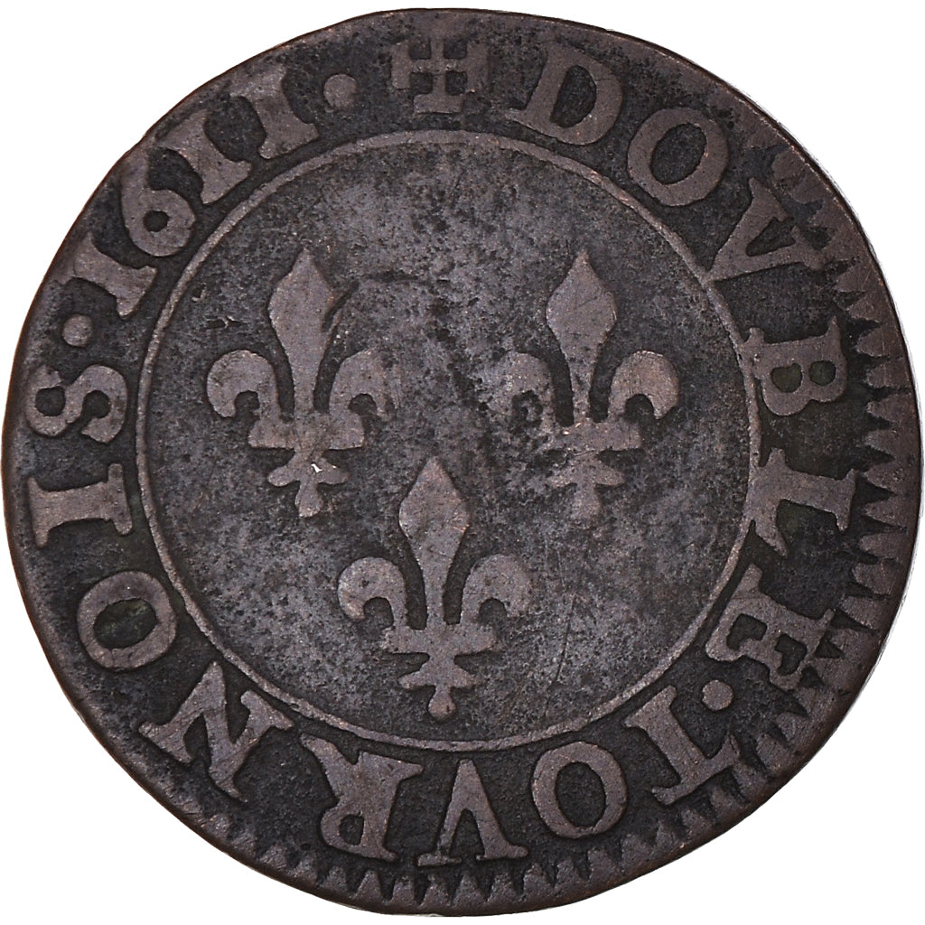 Münze, Frankreich, Louis XIII, Double Tournois, 1611, Paris, S+, Kupfer