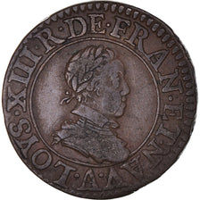 Moneta, Francja, Louis XIII, Double Tournois, 1614, Paris, EF(40-45), Miedź