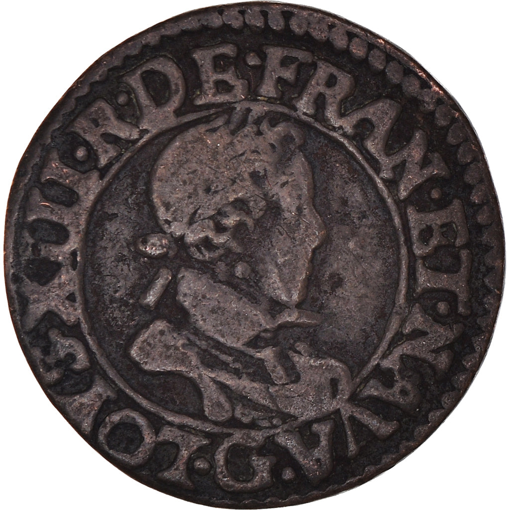 Monnaie, France, Louis XIII, Double Tournois, 1619, Poitiers, TB+, Cuivre