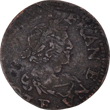 Coin, France, Louis XIII, Double Tournois, 1640, Tours, VF(30-35), Copper
