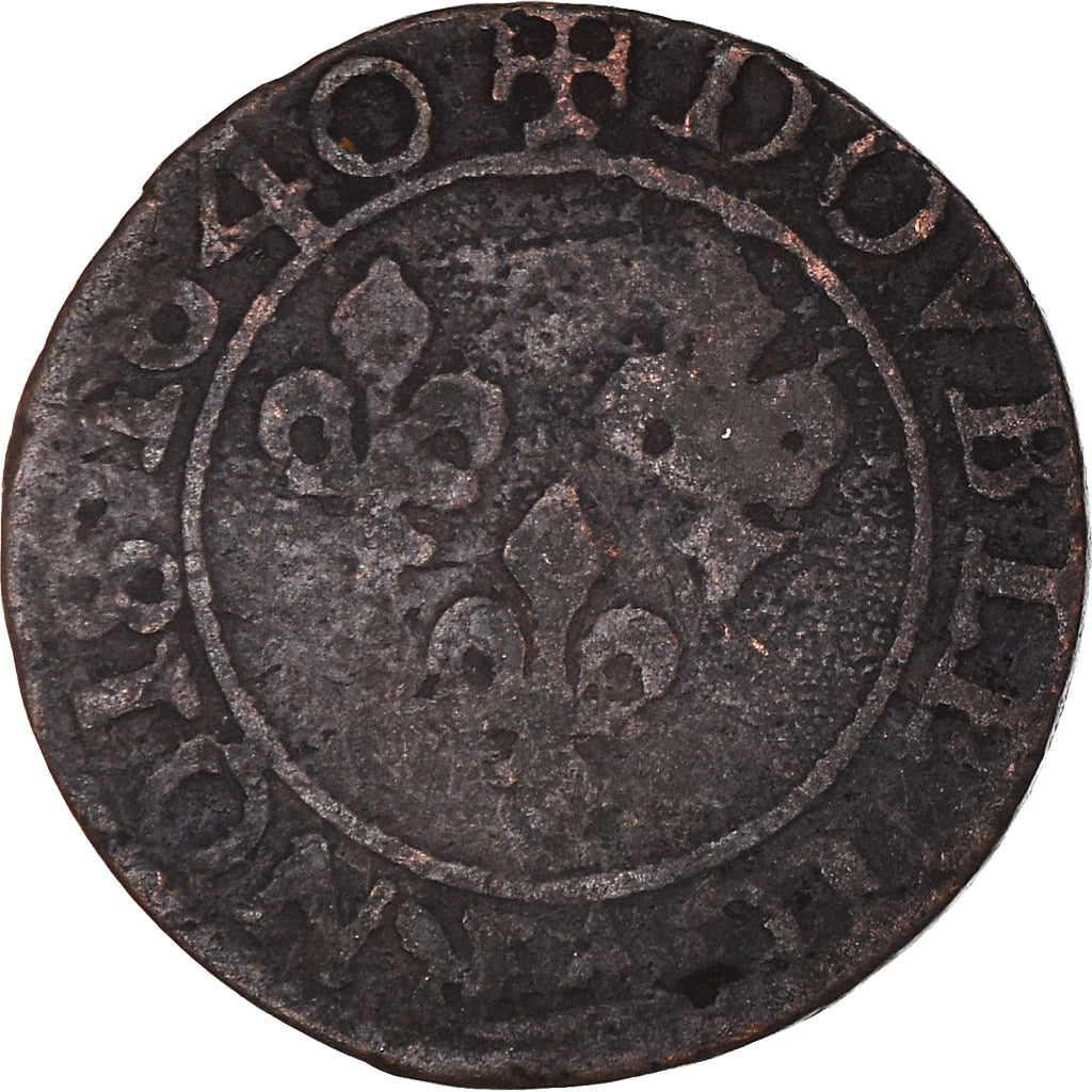 Coin, France, Louis XIII, Double Tournois, 1640, Tours, VF(30-35), Copper