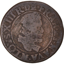 Munten, Frankrijk, Louis XIII, Double Tournois, 1612, Toulouse, FR, Koper