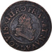 Moeda, França, Louis XIII, Double Tournois, 1635, Paris, EF(40-45), Cobre