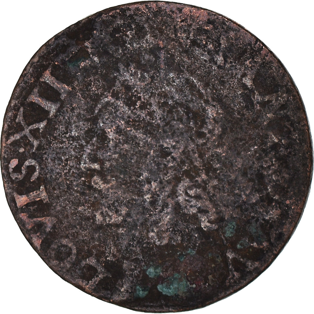 Monnaie, France, Louis XIII, Double Tournois, 1642, B+, Cuivre, CGKL:514