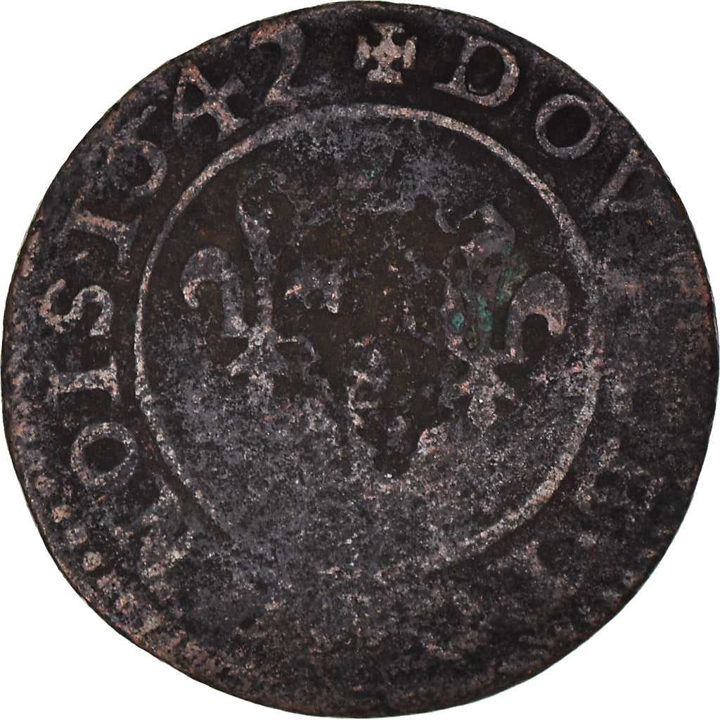 Monnaie, France, Louis XIII, Double Tournois, 1642, B+, Cuivre, CGKL:514