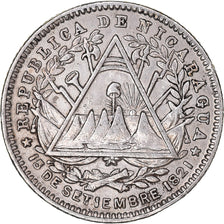 Coin, Nicaragua, 10 Centavos, 1887, Heaton, Birmingham, EF(40-45), Silver, KM:6