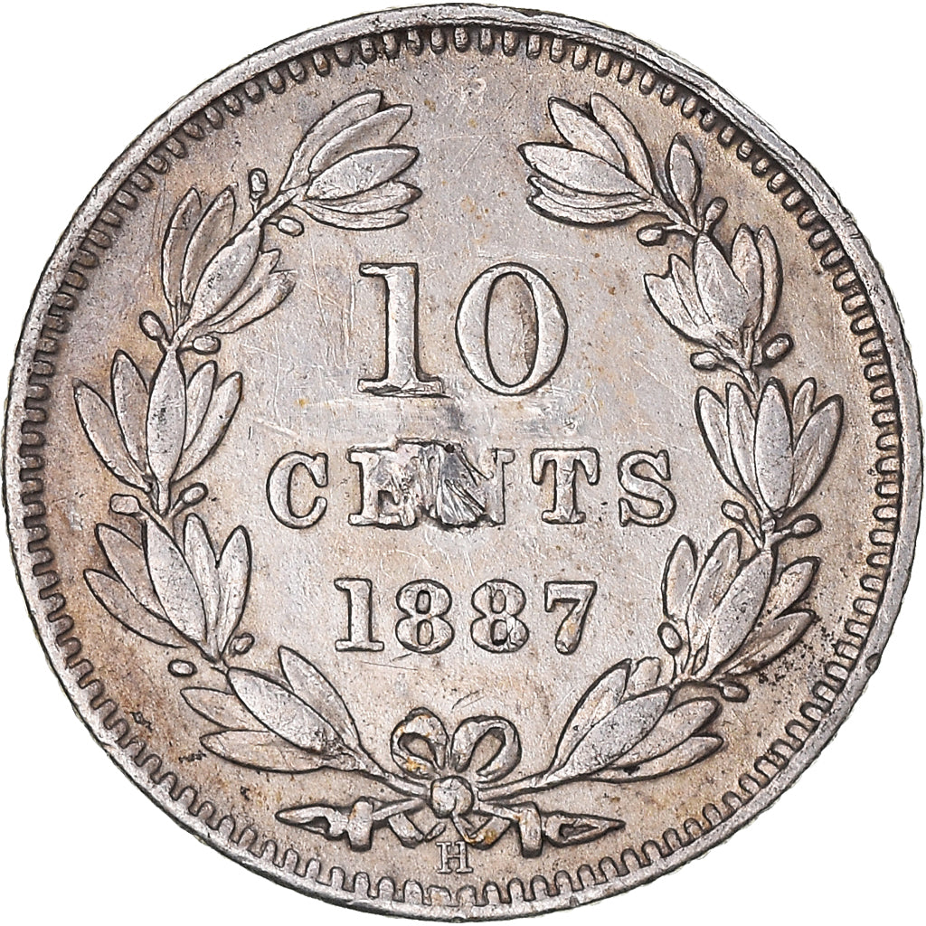 Coin, Nicaragua, 10 Centavos, 1887, Heaton, Birmingham, EF(40-45), Silver, KM:6