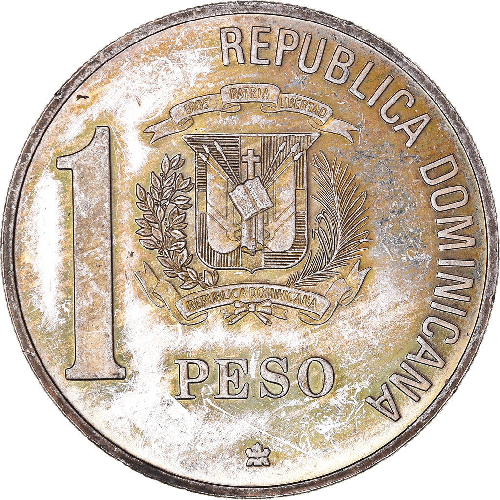 Moneda, República Dominicana, Peso, 1988, MBC+, Plata, KM:66a