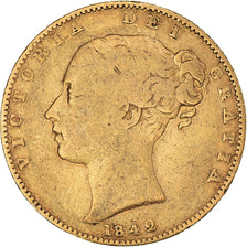 Monnaie, Grande-Bretagne, Victoria, Sovereign, 1842, Londres, TB+, Or, KM:736.1