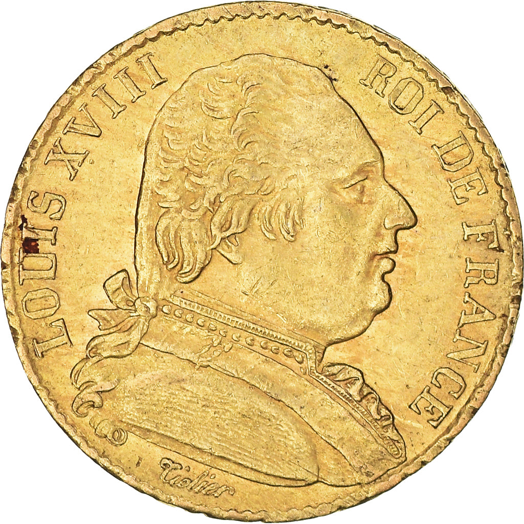 Coin, France, Louis XVIII, Louis XVIII, 20 Francs, 1814, Paris, EF(40-45), Gold