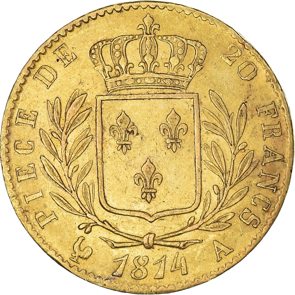 Coin, France, Louis XVIII, Louis XVIII, 20 Francs, 1814, Paris, EF(40-45), Gold