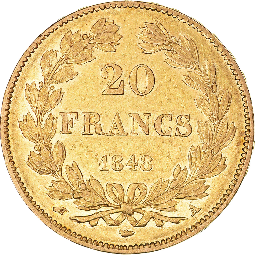 Moneta, Francia, Louis-Philippe, 20 Francs, 1848, Paris, SPL-, Oro, KM:750.1