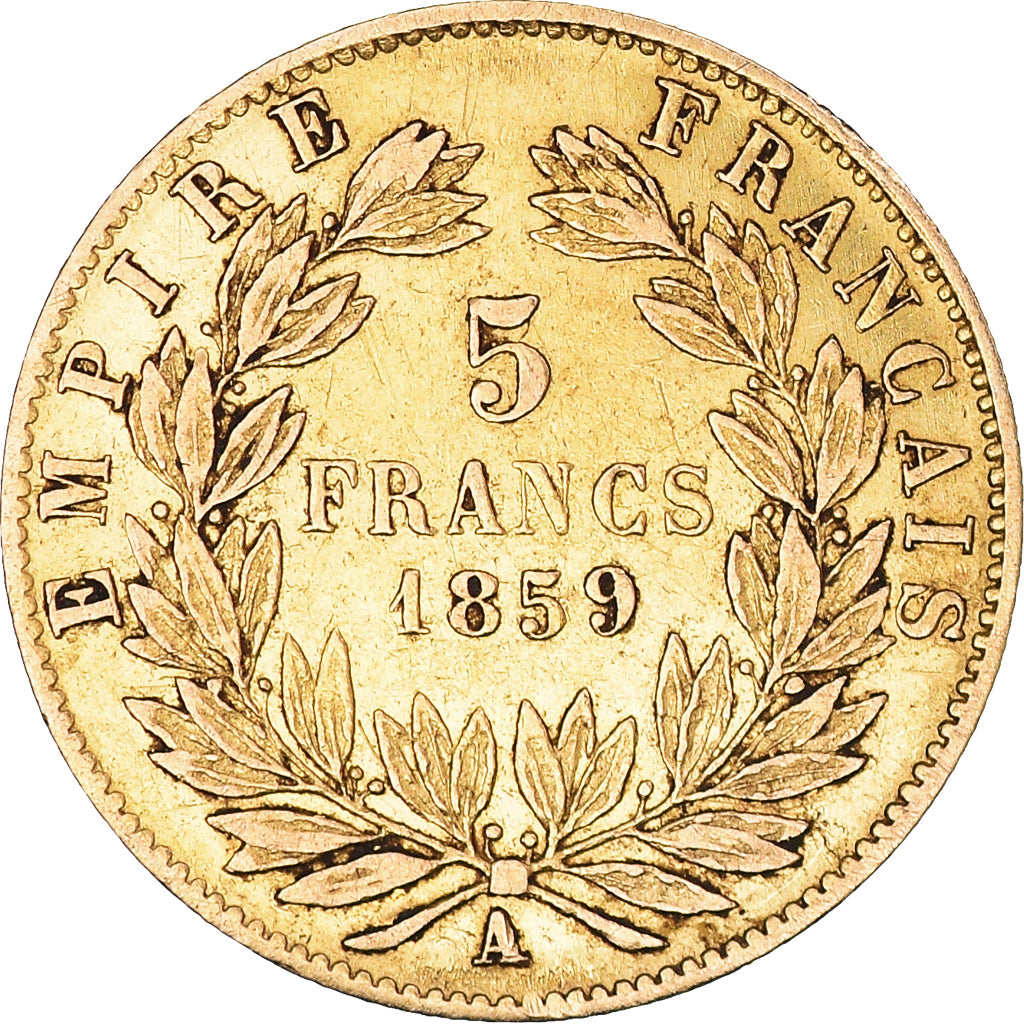 Munten, Frankrijk, Napoleon III, Napoléon III, 5 Francs, 1859, Paris, ZF, Goud