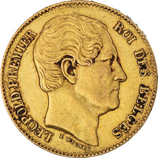 Moneda, Bélgica, Leopold I, 20 Francs, 20 Frank, 1865, Brussels, MBC, Oro