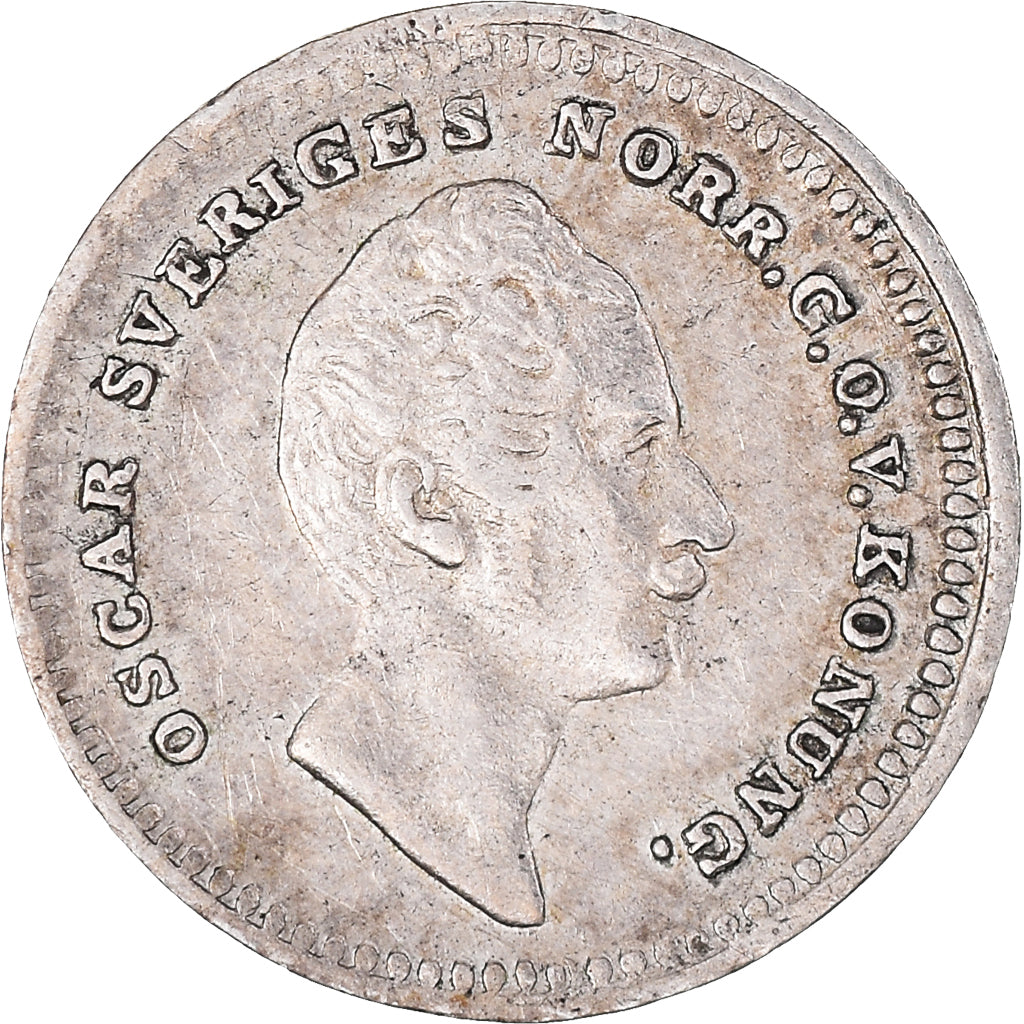 Monnaie, Suède, Oscar I, 1/32 Riksdaler, 1852, TB+, Argent, KM:681