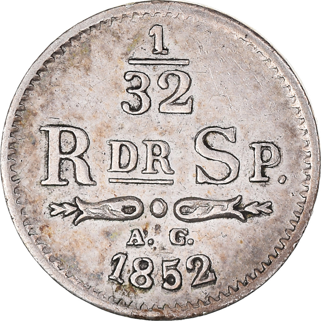 Monnaie, Suède, Oscar I, 1/32 Riksdaler, 1852, TB+, Argent, KM:681