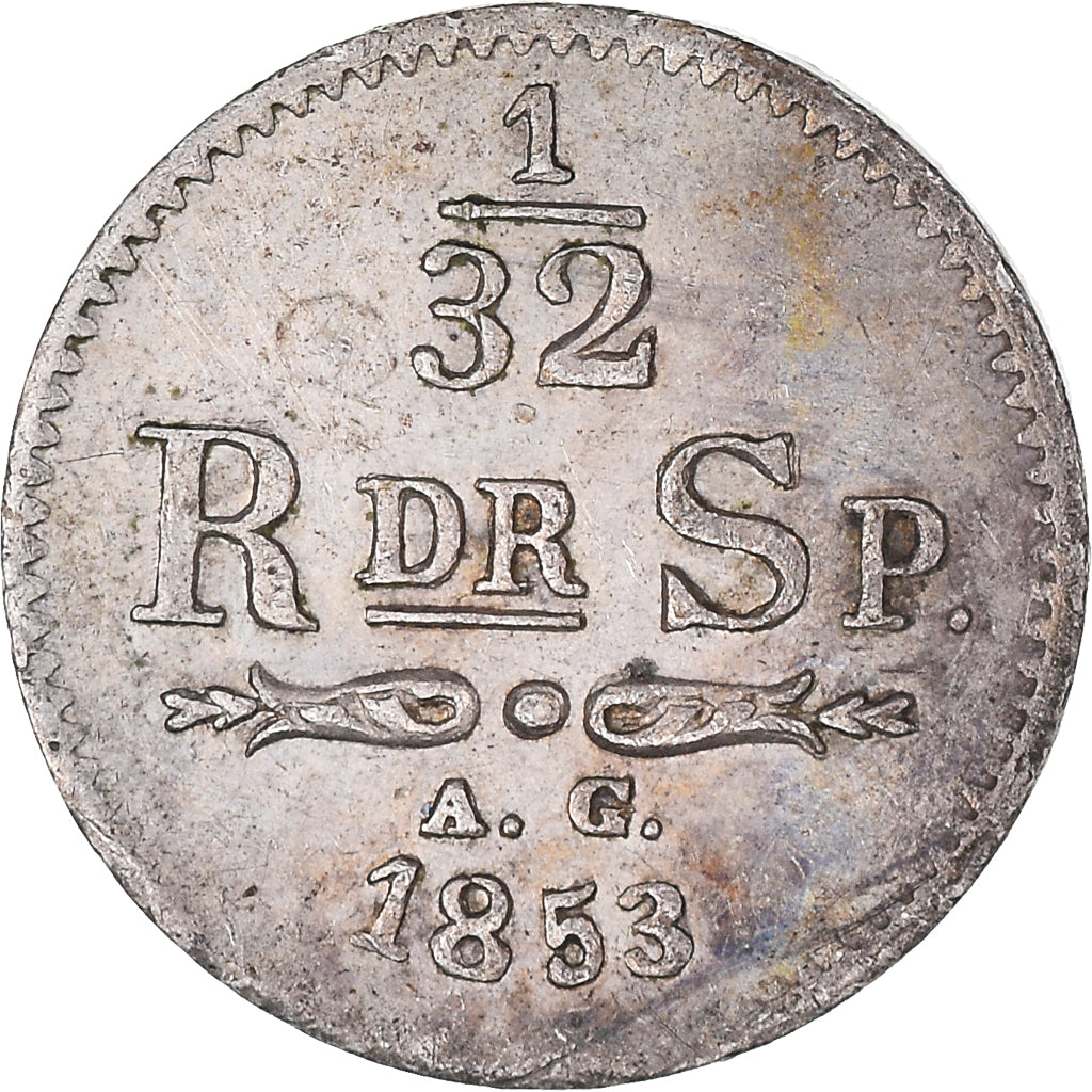 Monnaie, Suède, Oscar I, 1/32 Riksdaler, 1853, TTB, Argent, KM:681