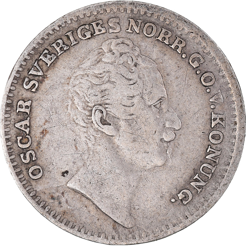 Coin, Sweden, Oscar I, 1/16 Riksdaler, 1848, VF(30-35), Silver, KM:665