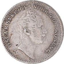 Coin, Sweden, Oscar I, 1/16 Riksdaler, 1848, VF(30-35), Silver, KM:665