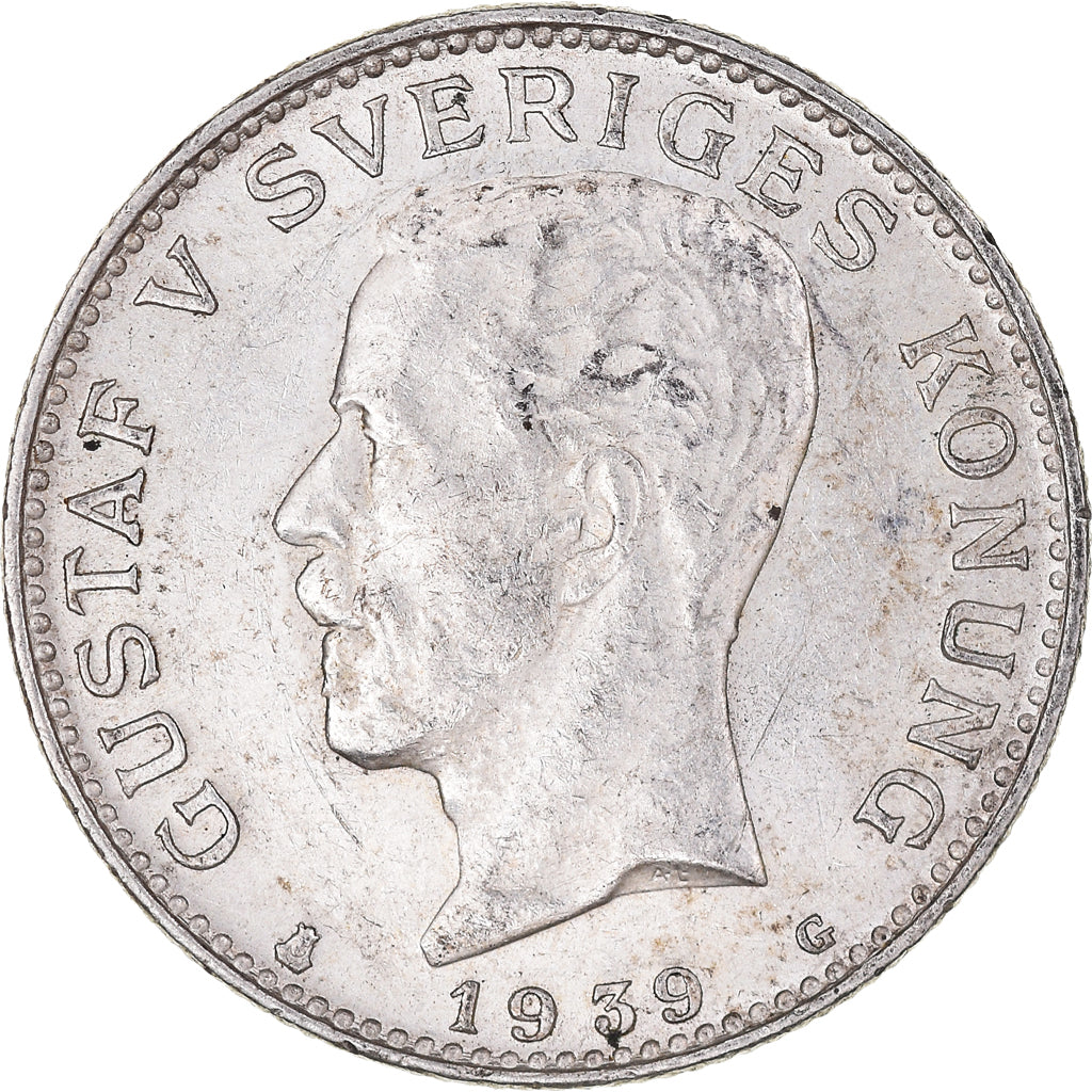 Coin, Sweden, Gustaf V, Krona, 1939, EF(40-45), Silver, KM:786.2