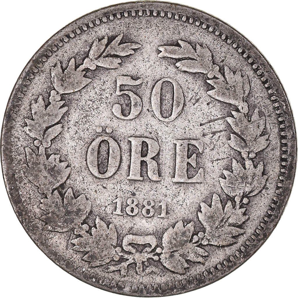 Coin, Sweden, Oscar II, 50 Öre, 1881, VF(20-25), Silver, KM:740