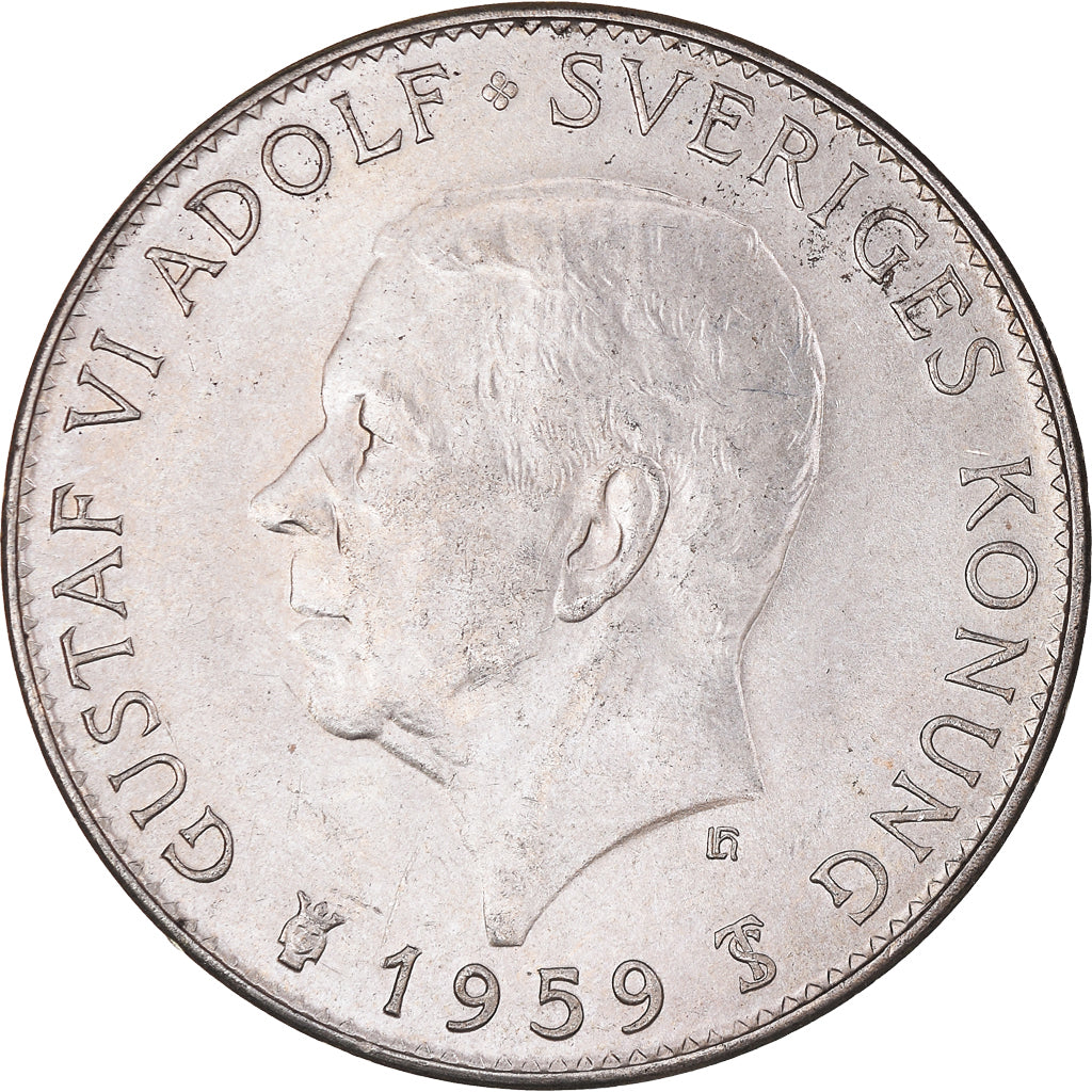 Moneta, Svezia, Gustaf VI, 5 Kronor, 1959, BB, Argento, KM:830