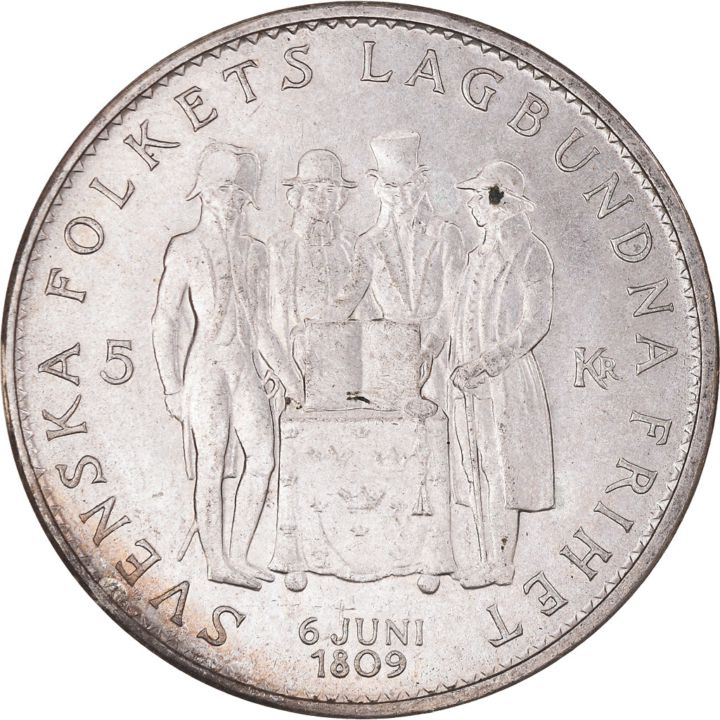 Moneta, Svezia, Gustaf VI, 5 Kronor, 1959, BB, Argento, KM:830