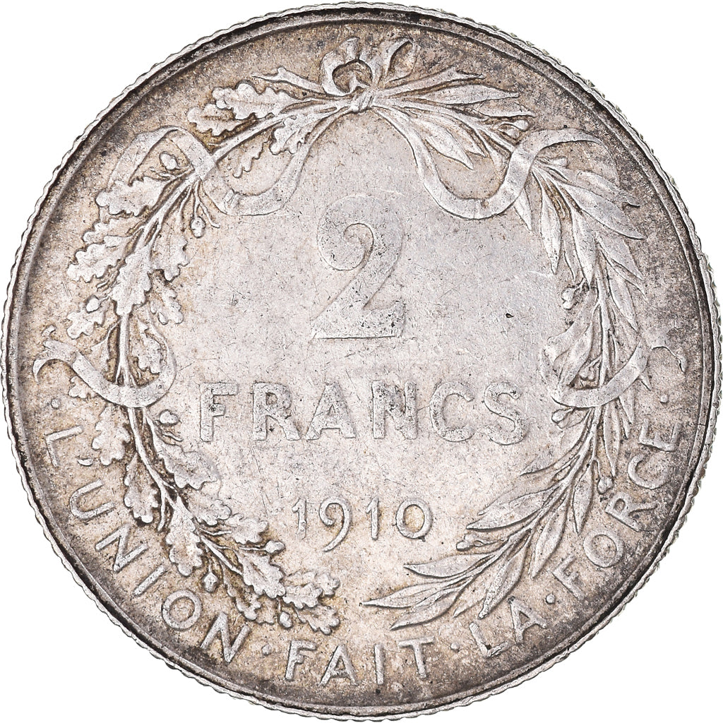 Coin, Belgium, Albert I, 2 Francs, 2 Frank, 1910, Brussels, EF(40-45), Silver