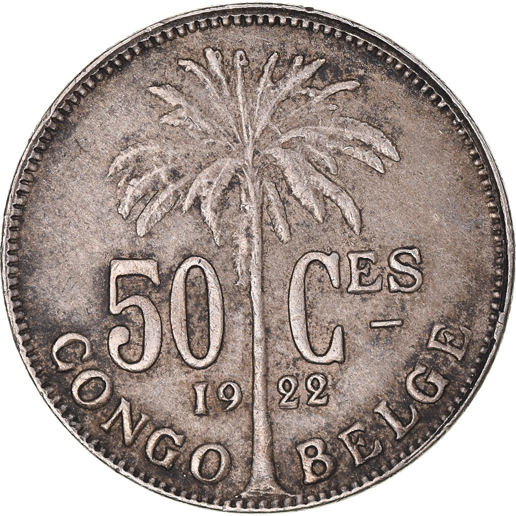 Coin, Belgian Congo, Albert I, 50 Centimes, 1922, VF(30-35), Copper-nickel