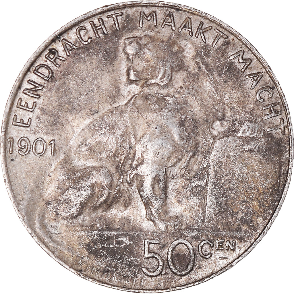 Coin, Belgium, Leopold II, 50 Centimes, 1901, Brussels, VF(30-35), Silver, KM:51