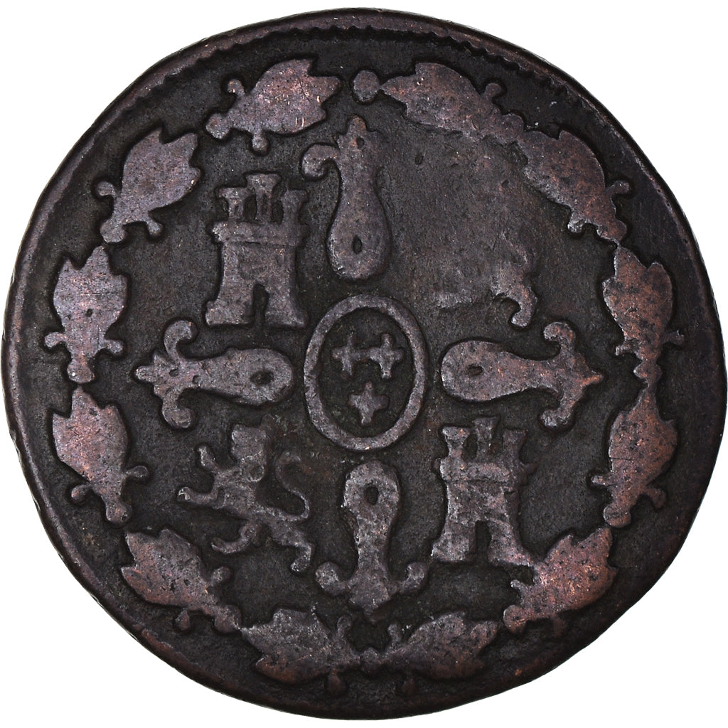 Moneta, Spagna, Charles IV, 4 maravedis, 1794, Segovia, MB, Rame, KM:427