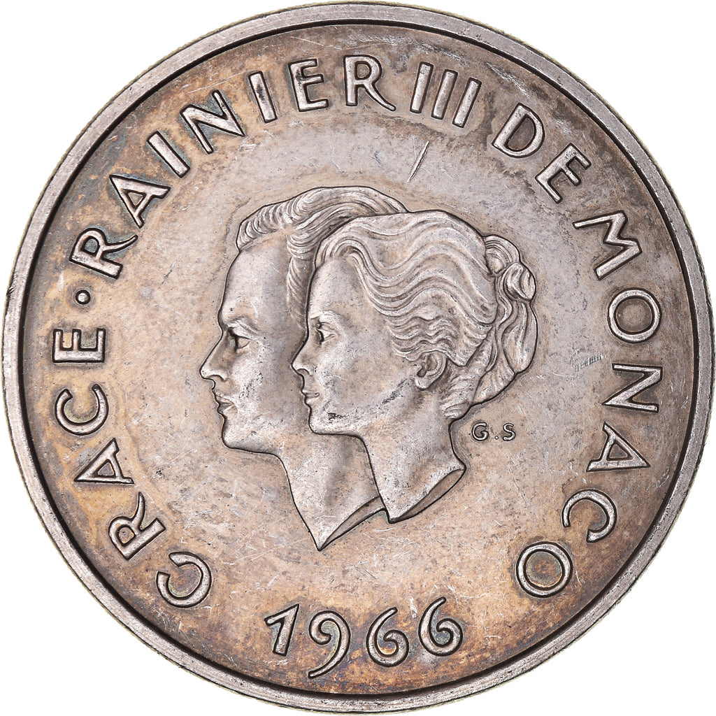 Coin, Monaco, Rainier III, 10 Francs, 1966, AU(50-53), Silver, KM:M1