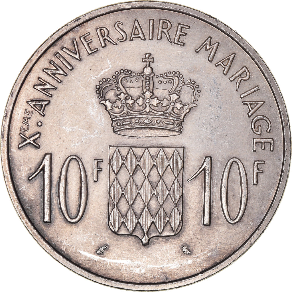 Coin, Monaco, Rainier III, 10 Francs, 1966, AU(50-53), Silver, KM:M1