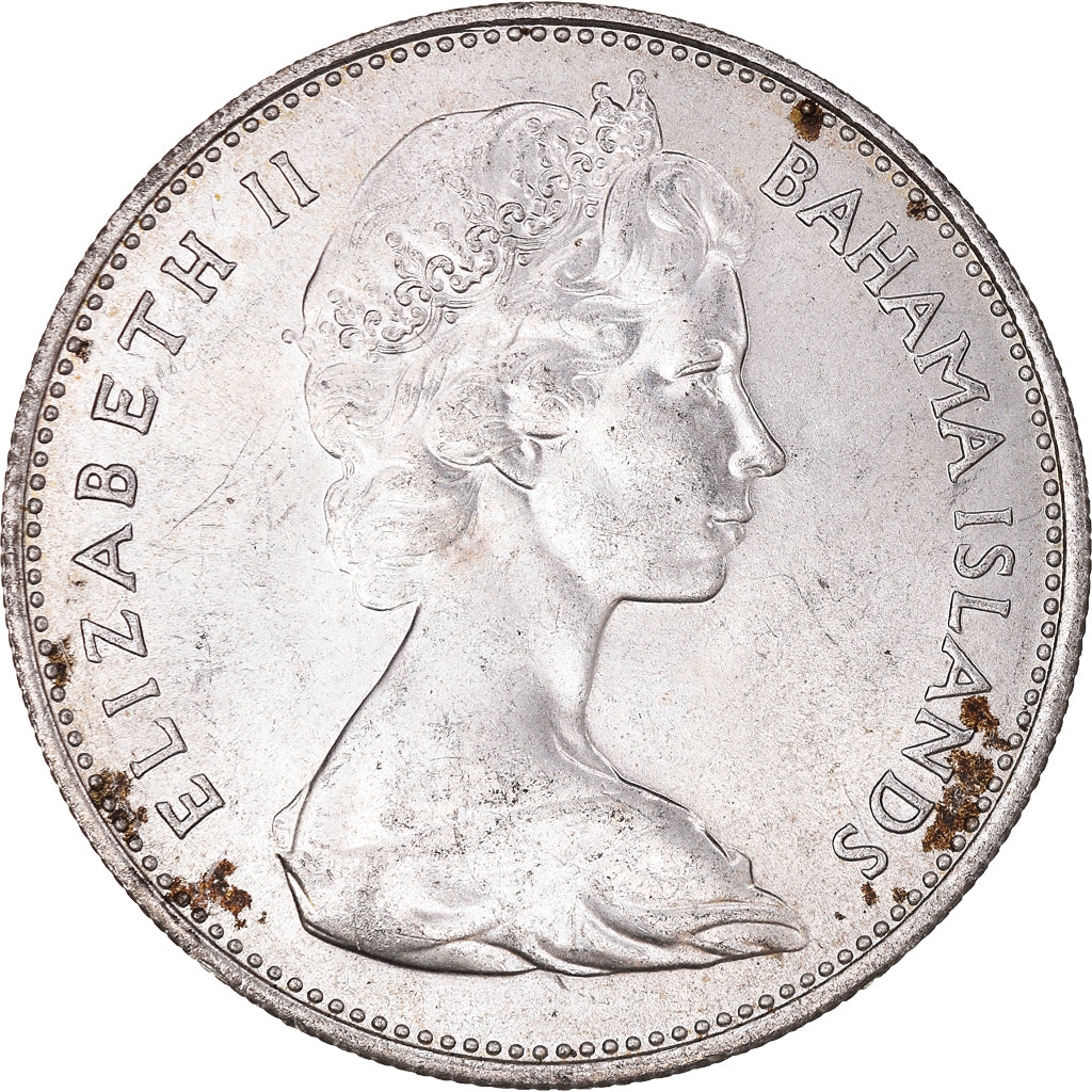 Coin, Bahamas, Elizabeth II, Dollar, 1969, AU(55-58), Silver, KM:8