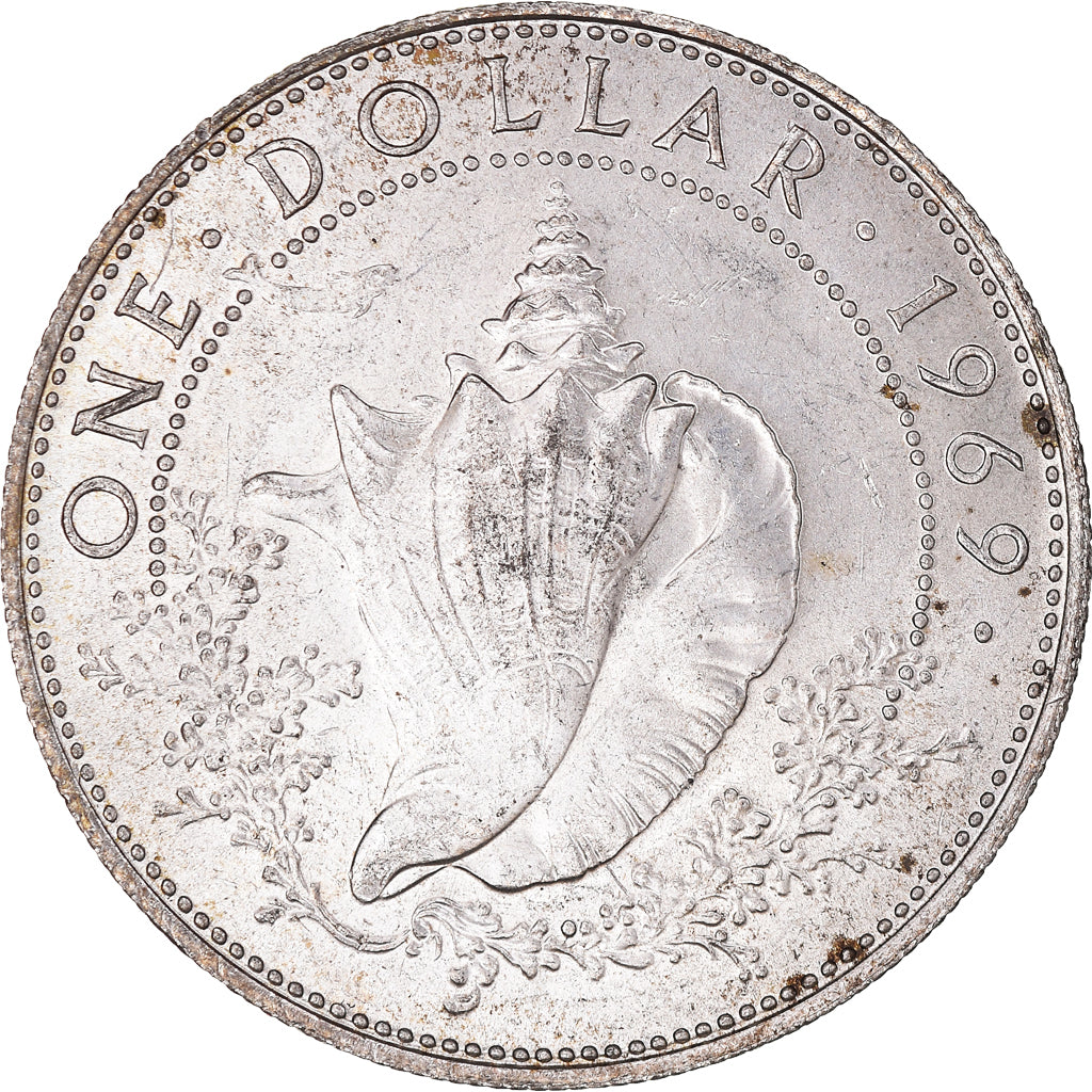 Coin, Bahamas, Elizabeth II, Dollar, 1969, AU(55-58), Silver, KM:8