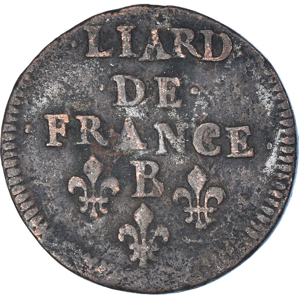 Moneta, Francia, Louis XIV, Liard de France au buste juvénile, deuxième type