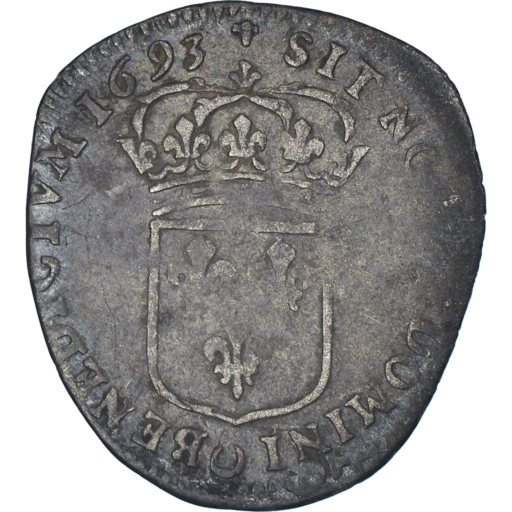 Coin, France, Louis XIV, Sol de 15 deniers contremarqué d'une fleur de lis