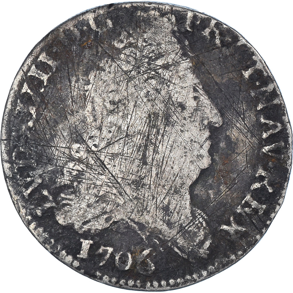 Coin, France, Louis XIV, 10 Sols aux insignes, 10 Sols-1/8 Ecu, 1706, Rennes