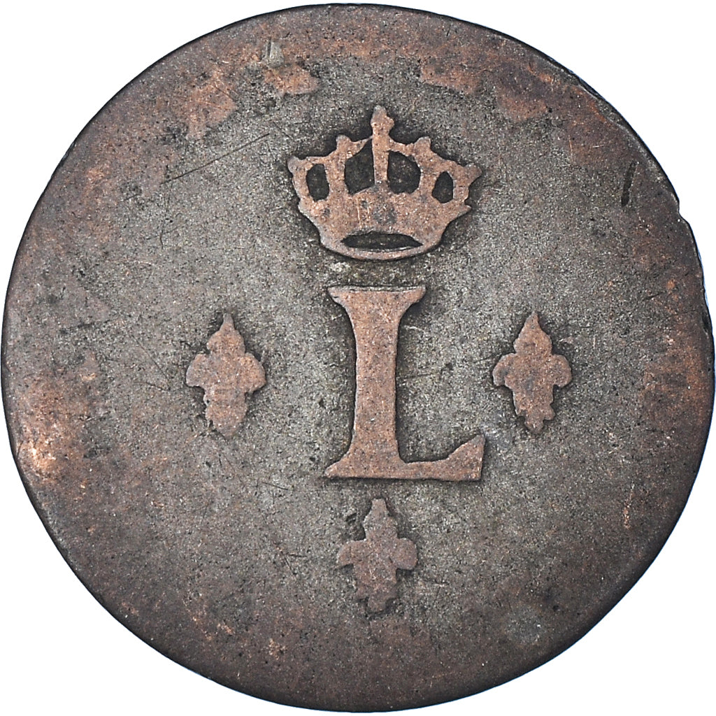 Coin, France, Louis XV, Sol ou « sou » en billon, Sol, 1740, Riom