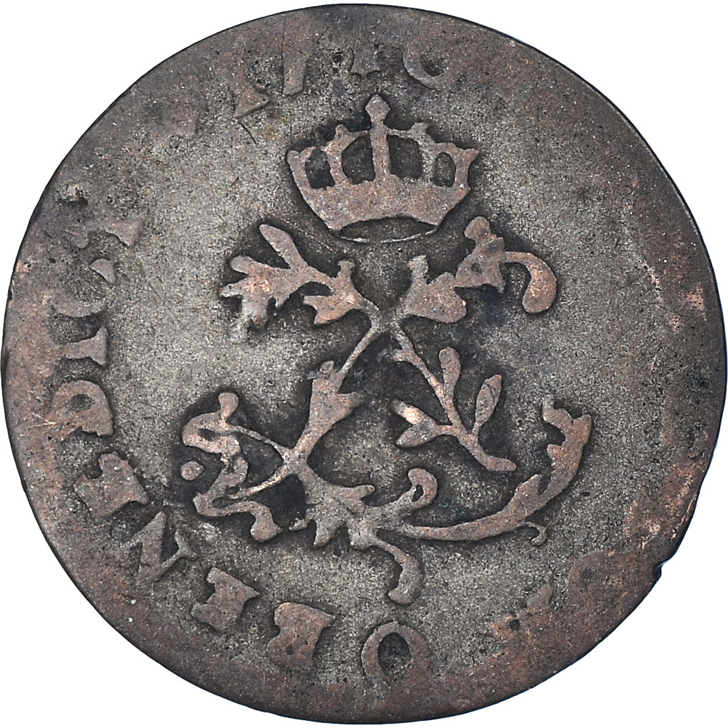 Coin, France, Louis XV, Sol ou « sou » en billon, Sol, 1740, Riom