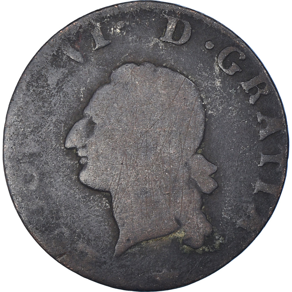 Coin, France, Louis XVI, Liard, 1789, Toulouse, VF(20-25), Copper, KM:585.10