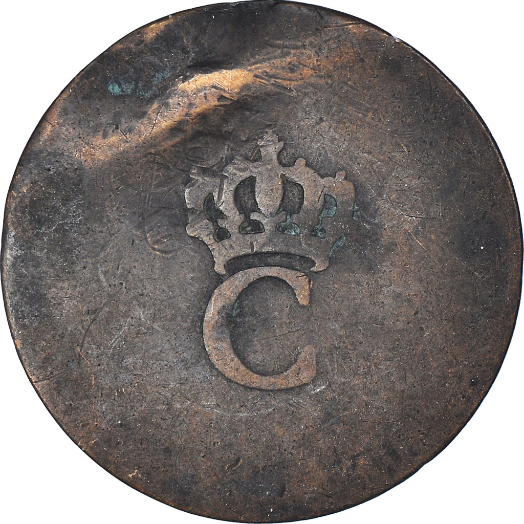 Coin, FRENCH COLONIES, Sol tampé, VF(30-35), Billon, Lecompte:278a