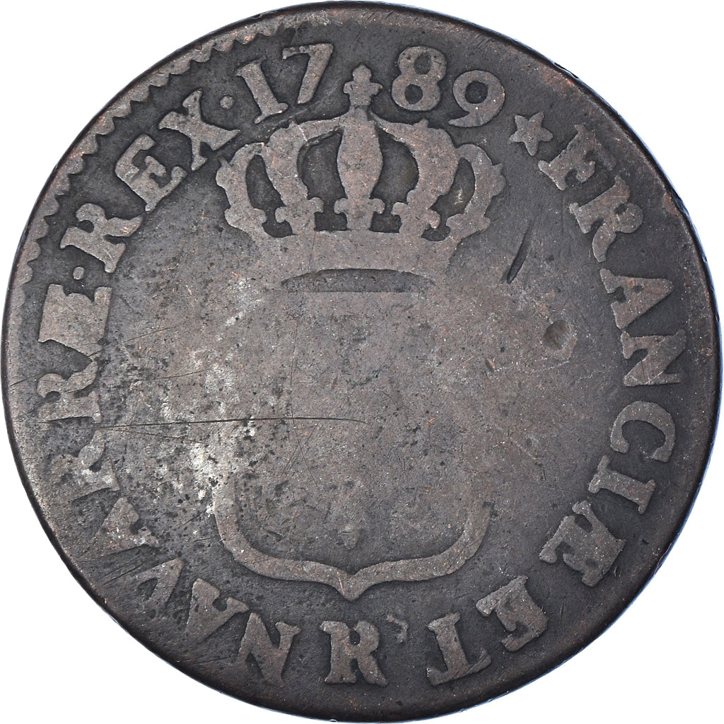 Monnaie, France, Louis XVI, Sol ou sou, Sol, 1789, Orléans, TB, Cuivre