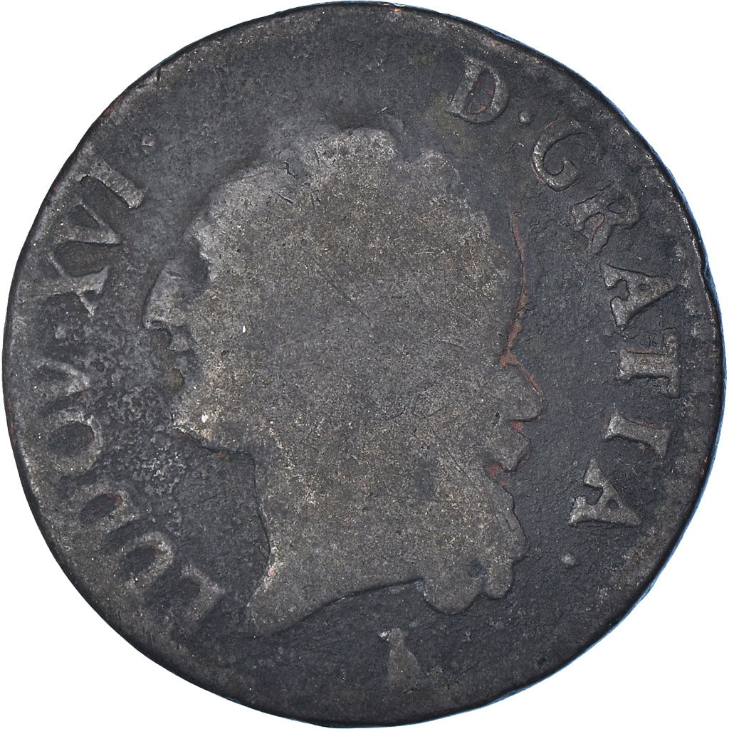 Monnaie, France, Louis XVI, 1/2 Sol ou 1/2 sou, 1/2 Sol, 1788, Nantes, TB